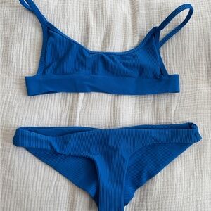 Frankie's Bikinis Ribbed Bikini Set in Royal Blue